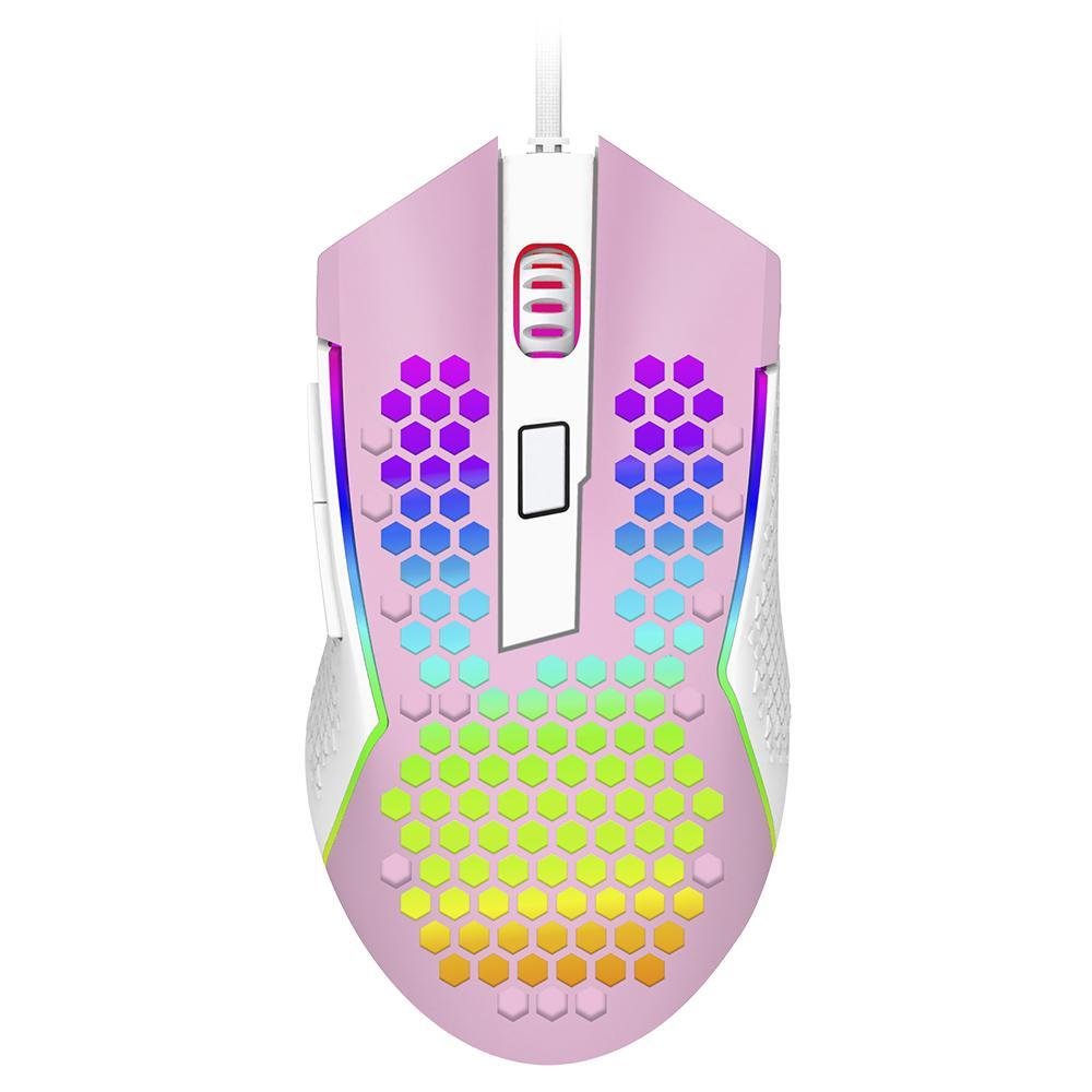 Mouse Gamer Redragon M987pw Reaping Elite Rgb Rosa Branco