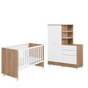 Ver mais imagens de Kit Quarto de Bebê Doce Sonho com Berço com Rodízio Guarda Roupa com Cômoda e Colchão D18 130x60 Mov