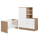 Ver imagem 2 de Kit Quarto de Bebê Doce Sonho com Berço com Rodízio Guarda Roupa com Cômoda e Colchão D18 130x60 Mov