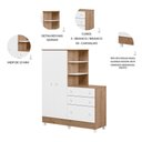 Ver imagem 3 de Kit Quarto de Bebê Doce Sonho com Berço com Rodízio Guarda Roupa com Cômoda e Colchão D18 130x60 Mov
