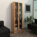 Ver imagem 1 de Armário Estante com 2 Portas de Vidro Me4115 Amêndoa Tecnomobili
