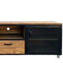 Ver imagem 5 de Rack Industrial com 2 Portas de Ferro, 1 Nicho e 1 Gaveta - Ferro Cor Preta e Madeira Cor Imbuia