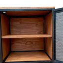 Ver imagem 7 de Rack Industrial com 2 Portas de Ferro, 1 Nicho e 1 Gaveta - Ferro Cor Preta e Madeira Cor Imbuia