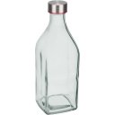 Ver imagem 1 de Garrafa de Vidro 1L Transparente 25x9x9cm Água Suco Geladeira Bebidas Tampa Mesa
