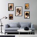 Ver imagem 1 de Kit 5 Quadros Mulheres Negras Boho - com Vidro:madeira Preta