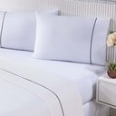 Ver imagem 5 de Jogo de Cama Lençol 100% Algodão Percal 150 Fios Casal Gran Moratta 4 Peças - Branco e Palha