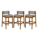 Ver imagem 1 de Kit 3 Banquetas Alta Ella em Madeira Estofada Facto Cinza Claro L96 Rmi
