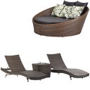 Ver imagem 1 de 2 Espreguiçadeiras Bona e Mesa Grécia com Chaise em Alumínio - Piscina, Jardim, Área - Argila