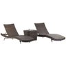 2 Espreguiçadeiras Bona e Mesa Grécia com Chaise em Alumínio - Piscina, Jardim, Área - Argila - 2