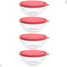 Kit 4 Potes Plásticos com Tampa 2,3l Redondo Crippa Bacia Alimentos Frutas - 1