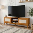 Ver imagem 2 de Rack Bancada para Tv até 65 Polegadas 1,80m 2 Portas com Tela Rattan Cedro Cairo Edn