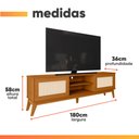 Ver imagem 3 de Rack Bancada para Tv até 65 Polegadas 1,80m 2 Portas com Tela Rattan Cedro Cairo Edn