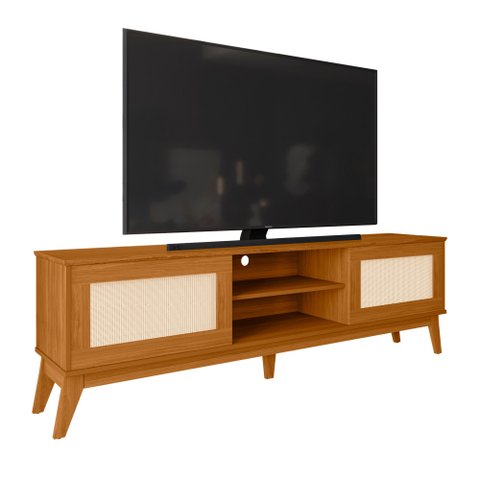 Rack Bancada para Tv até 65 Polegadas 1,80m 2 Portas com Tela Rattan Cedro Cairo Edn