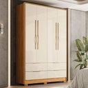 Ver imagem 1 de Guarda-roupa Casal Domo 4 Portas 4 Gavetas Cinamomo/off White - Demobile