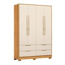 Ver imagem 2 de Guarda-roupa Casal Domo 4 Portas 4 Gavetas Cinamomo/off White - Demobile