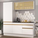 Ver imagem 2 de Armário de Cozinha Compacta 3 Peças com Rodapé Mp2179 Made Multimóveis Branco/dourado