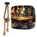 Ver imagem 1 de 3 Pendentes Cordas Sisal Duplo 1,60m Lustre Vintage Retro Rústico para Nó com 2 Bocais E27 e Canopla