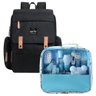 Kit Mochila Bolsa Maternidade e Higiene Bebê Neném 13 Itens:preto+azul - 1
