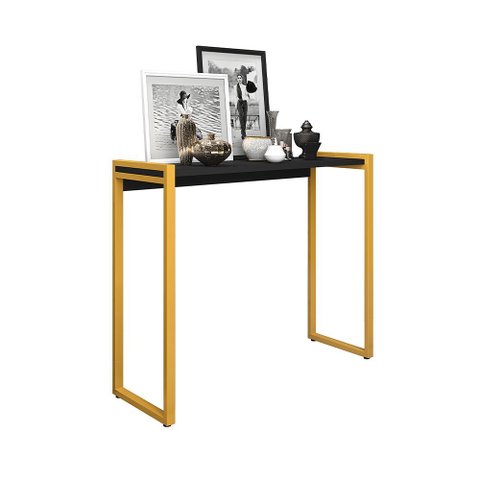 Aparador Ísis Industrial Mdf e Ferro Elegante - Dourado/preto