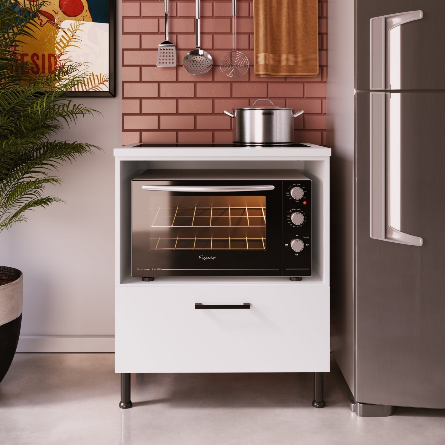 Balcão Modulado para Forno e Cooktop 1 Gaveta Juruti CabeCasa MadeiraMadeira