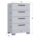 Ver imagem 2 de Cômoda 867 4 Gavetas e Guarda Roupa Solteiro Tóquio 4 Portas Branco Brilho - Poquema