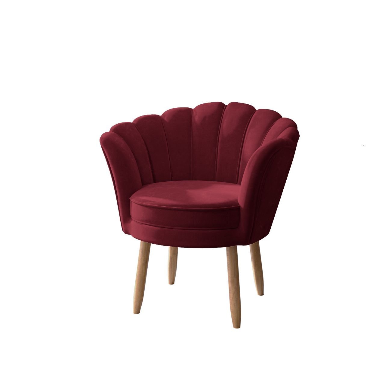 Kit 02 Poltronas Decorativas e Namoradeira Sofá Pétala Luxo Veludo Marsala Pés Palito - Visan Estofa - 4