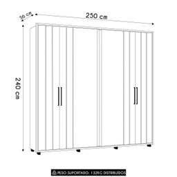 Guarda Roupa Casal 250cm com 6 Portas Vibe Off/cinamomo Z10 - Mpozenato - 4 Guarda Roupa Casal 250cm com 6 Portas Vibe Off/cinamomo Z10 - Mpozenato - 4