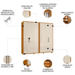 Guarda Roupa Casal 250cm com 6 Portas Vibe Off/cinamomo Z10 - Mpozenato - 3 Guarda Roupa Casal 250cm com 6 Portas Vibe Off/cinamomo Z10 - Mpozenato - 3