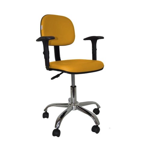 Cadeira Secretaria Bolt CR com Braco Regulavel - Couro Sintetico Corano - Laranja