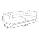 Ver imagem 4 de Sofá 3 Lugares 240cm com Pés em Madeira Linha Premium Compose Linho Cinza e Corino Preto Sala Luxo