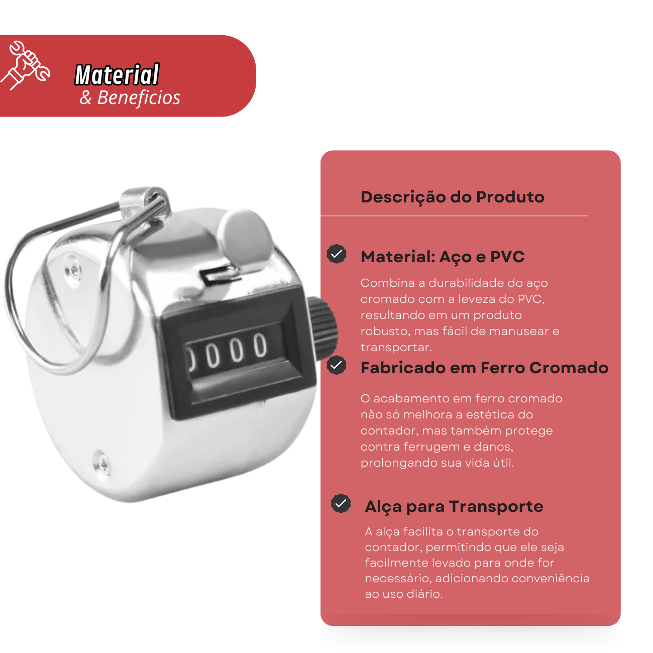 Contador Manual Pessoas Estatico 4 Digitos Controle Entrada - 3