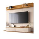 Ver imagem 1 de Painel Tv 70 Pol 180cm Bancada Suspensa Sarah Off White/cinamomo H01 - D’Rossi