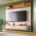 Ver imagem 2 de Painel Tv 70 Pol 180cm Bancada Suspensa Sarah Off White/cinamomo H01 - D’Rossi