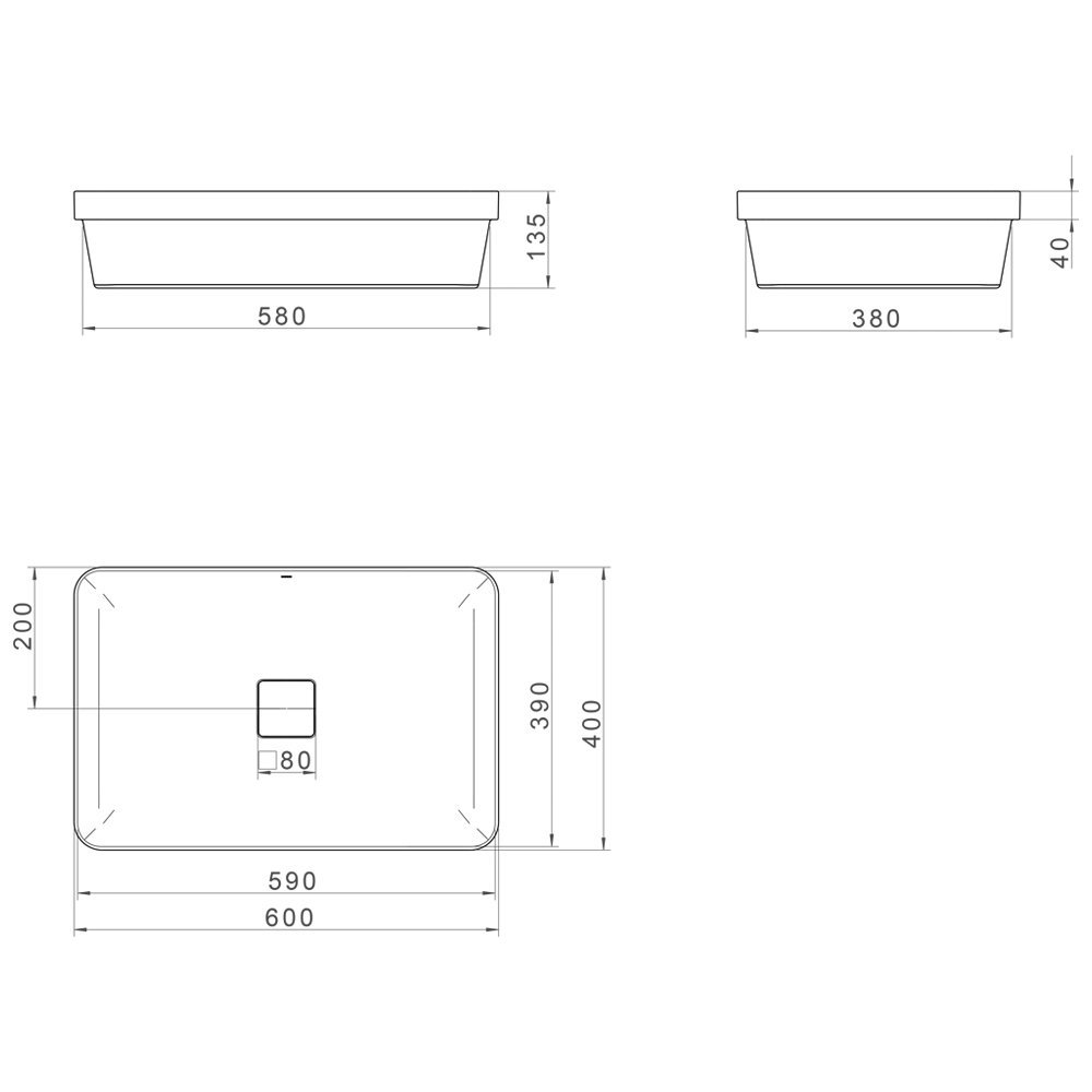 Cuba Sobrepor Deca Slim Retangular 60cm Branco L.23060.17 - 4