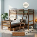 Ver imagem 4 de Cama Beliche L Solteiro Madeira Macica 2 Gavetoes:Castanho Claro
