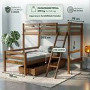 Ver imagem 2 de Cama Beliche L Solteiro Madeira Macica 2 Gavetoes:Castanho Claro