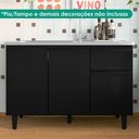 Ver imagem 2 de Balcão para Pia Canadá 3 Portas 1 Gaveta MDP e MDF 118cm Preto Milani Movelaria