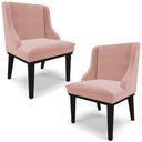 Ver imagem 1 de Kit 2 Cadeiras Decorativas Sala de Jantar Base Fixa de Madeira Firenze Veludo Rosê/Preto G19 - Gran