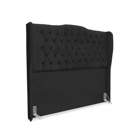 Cabeceira de Cama Box King 195 Cm Dubai Premium - Veludo Preto
