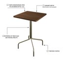 Ver imagem 4 de Mesa Bistrô Quadrada Barcelona 80cm Marrom Nogueira