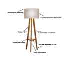 Ver imagem 7 de Luminária de Chão Tripé Celta com Cúpula Abajur Off White/nature