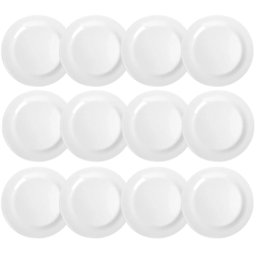 Jogo 12 Pratos Rasos 24cm Opaline Menu Nadir Figueiredo em Vidro Temperado Branco - 1