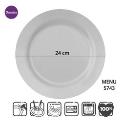 Jogo 12 Pratos Rasos 24cm Opaline Menu Nadir Figueiredo em Vidro Temperado Branco - 3