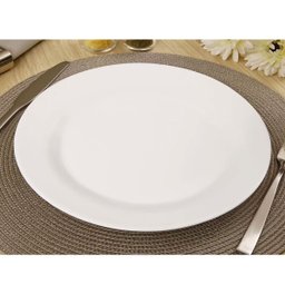 Jogo 12 Pratos Rasos 24cm Opaline Menu Nadir Figueiredo em Vidro Temperado Branco - 4