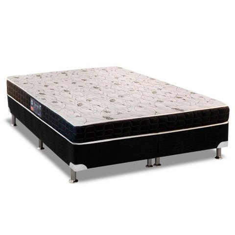 Cama Box Super King Colchão Espuma Anjos D28/AG65 Pantanal Thierry + Base CRC Suede Black(193x203)