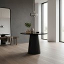 Ver imagem 1 de Mesa de Canto Cone Laqueado Redondo Vidro MDF 50cm Preto Decoraper