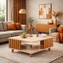 Ver imagem 1 de Mesa de Centro Ripado Açai Offwhite/nature - Rede Móveis