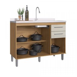 Cozinha Compacta 4 Peças com 1 Bancada, 1 Paneleiro, 1 Armário Aéreo e 1 Balcão Gaia  - 15