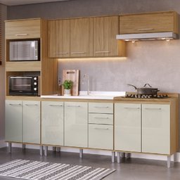 Cozinha Compacta 4 Peças com 1 Bancada, 1 Paneleiro, 1 Armário Aéreo e 1 Balcão Gaia  - 10