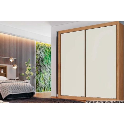 Guarda Roupa Casal 2 Portas de Correr e 4 Gavetas Zurique Amêndoa/off White - Europa